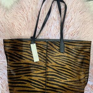 Chico's Zebra Stripe Tote in Brown and Black